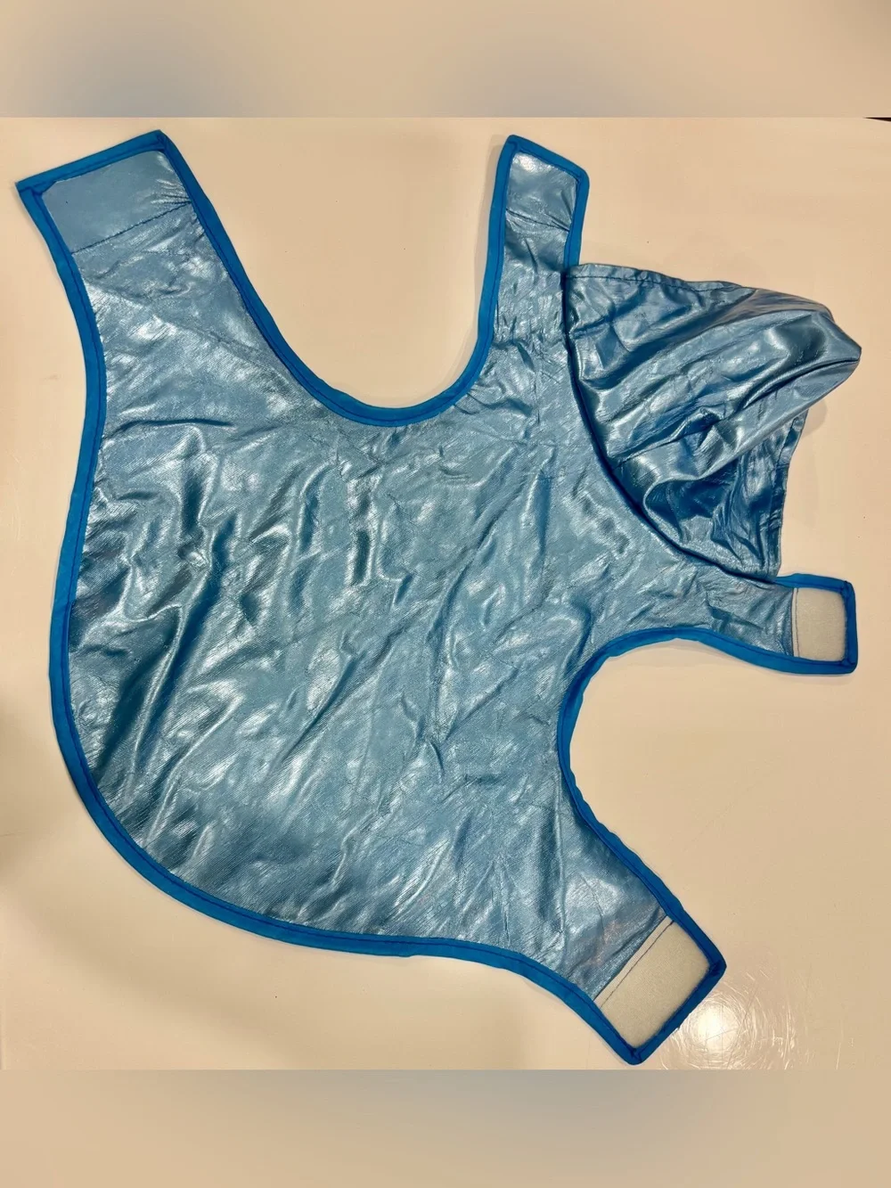 Light Metallic Blue Raincoat with Hoodie for Small Dogs